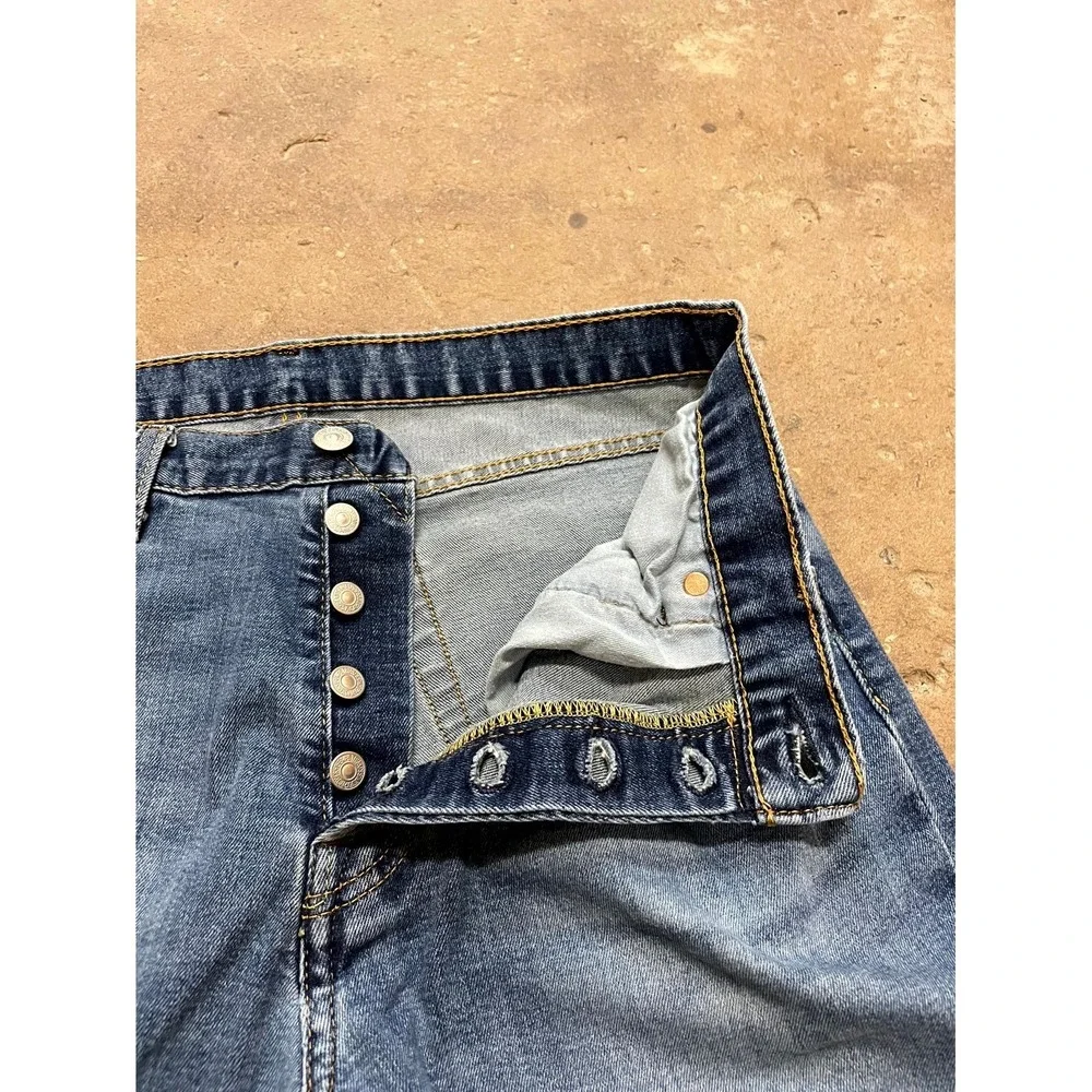 Levi's 501 Original Jeans Mens 34x32 Blue Denim Cotton Stretch Mid Rise Straight